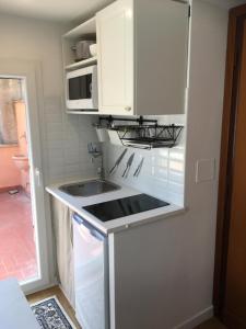 uma pequena cozinha com um lavatório e um micro-ondas em Montoro 15 Attic Suite em Roma