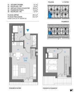 Plán poschodí v ubytovaní Rodinný mezonetový apartmán Větrák