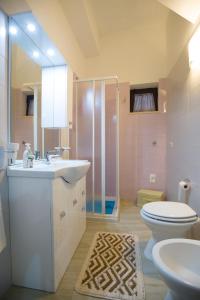 ein Bad mit einem WC, einem Waschbecken und einer Dusche in der Unterkunft Casa Vacanze Del Core in Tramonti