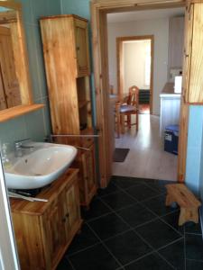 a bathroom with a sink and a counter top at Landhaus Chlosta in Büttelkow