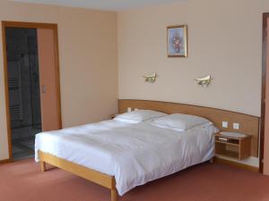 Tempat tidur dalam kamar di Hôtel Restaurant Roess