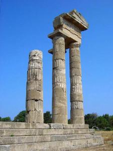 two columns on top of some stairs at Apollon Apartments H-2 in Rhodes Town