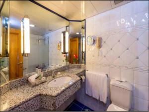 a bathroom with a sink, toilet and shower stall at Concorde El Salam Cairo Hotel & Casino in Cairo