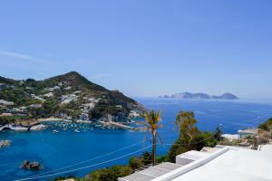 a view of a bay with boats in the water at Maridea - Appartamento al Tramonto in Ponza