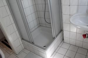 a bathroom with a shower and a sink at Am Ostseestrand in Zingst +13 photos
