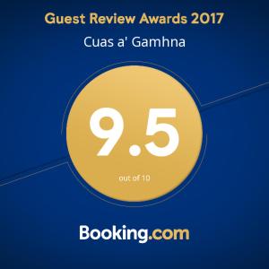 a sign that says guest review awards cites a gannulum at Cuas a' Gamhna in Valentia Island