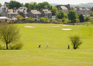 un gruppo di persone che giocano a golf su un campo verde di Douglas House a Castle Douglas