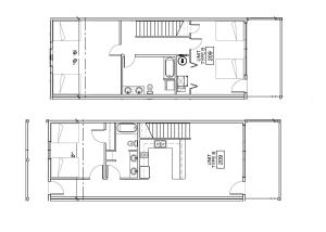 a floor plan and elevation of a house at Put-in-Bay Waterfront Condo #209 in Put-in-Bay +17 photos