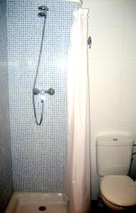 y baño con ducha y aseo. en Albergue Turístico Rio Aragon en Canfranc-Estación