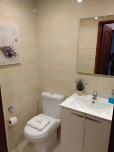 a bathroom with a toilet and a sink at ML Apartments Avenue in Porto