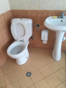 a bathroom with a toilet and a sink at Villa Dede Nikolla in Durrës +45 photos