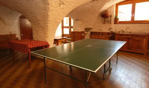 a ping pong table in the middle of a room at Auberge du Rochasson in Risoul