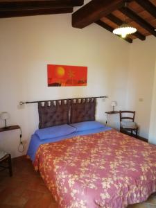 - une chambre avec un grand lit dans l'établissement Agriturismo Collomici, à Celle sul Rigo