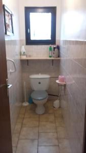 baño con aseo blanco y ventana en Gîte "le pitous", en Cahuzac