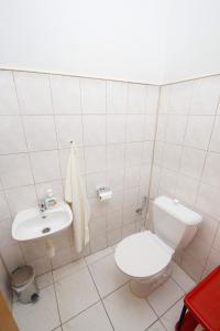 カルロヴィ・ヴァリにあるApartman Moravskaの白いバスルーム(トイレ、シンク付)