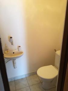 a bathroom with a toilet and a sink at Kordíky in Kordíky