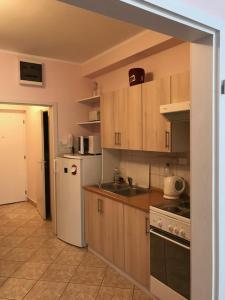 A kitchen or kitchenette at Klára appartman