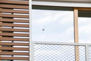 a view of a sliding glass door with a fence at Ingrappa Sporthouse in Borso del Grappa