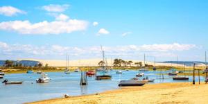 a bunch of boats are docked in the water at Ferret vacances in Lège-Cap-Ferret