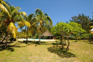 un parc avec des palmiers et une piscine dans l'établissement Kenville 9, à Pereybere