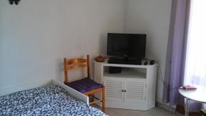 een slaapkamer met een bed en een televisie op een kast bij Villa Thermae in Gréoux-les-Bains