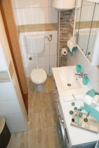 a small bathroom with a toilet and a sink at Apartman Old Town in Trogir