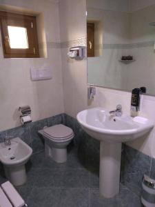 a bathroom with a sink and a toilet at Hotel Fontana Santa in Grumello del Monte
