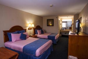 Habitación de hotel con 2 camas y TV en Downtowner Inn and Suites - Houston, en Houston