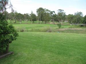 a large green field with trees in the background at The Wayfarer Motel in Muswellbrook