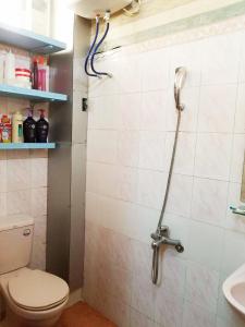 a bathroom with a shower with a toilet and a sink at Private room, international area, near Airport in Hai Phong