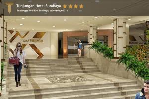una rappresentazione dell'ingresso alla hall dell'hotel di Tunjungan Hotel a Surabaya