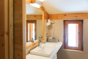 bagno con lavandino e specchio di Sport Hotel Prodongo a Brallo di Pregola