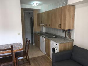 a small kitchen with a sink and a stove top oven at Apartamento Santa Marina in Tramacastilla de Tena