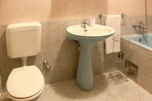 ein Badezimmer mit Toilette und Waschbecken in der Unterkunft Apartments Marijana in Senj + 36 Fotos