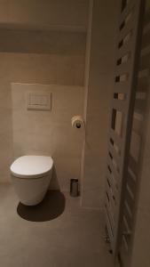 een badkamer met een wit toilet in een kamer bij The Blue House in Brugge