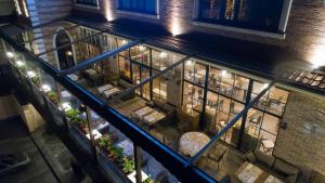 an overhead view of a building with lights at Aton Hotel in Krasnodar