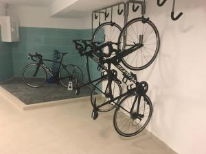 two bikes hanging on a wall in a room at Plaza Santa Ponsa Boutique - Adults Only. in Santa Ponsa
