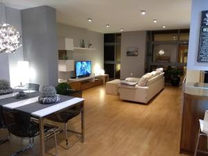 Cartagena Centro في كارتاهينا: غرفة معيشة مع أريكة وتلفزيون