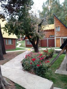 a house with a tree and flowers in a yard at Complejo Los Arrayanes in San Carlos de Bariloche