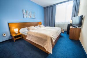 Posteľ alebo postele v izbe v ubytovaní Hotel Slovan