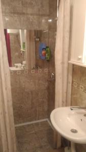 een badkamer met een douche en een wastafel bij Apartment Luka in Podgorica