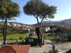 een uitzicht op een klein huis met een boom bij Villa La Pila in Campo nell'Elba