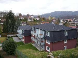 an aerial view of two houses on a hill at Hotel & Mühlenapartments in Gernsbach