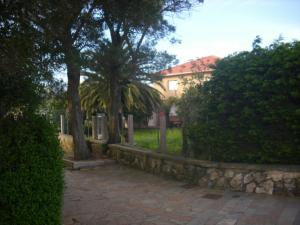 a house with two trees and a stone fence at Casa Torrre in Rianjo