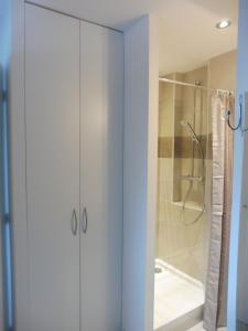 エクスレバンにあるVilla Cathy T2のバスルーム(シャワー、白いキャビネット付)