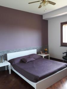 - une chambre avec un lit et un ventilateur de plafond dans l'établissement La Circumetnea Home, à Catane