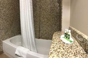 A bathroom at red maple inn and suites