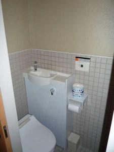 a bathroom with a white toilet and a sink at Kinparo in Kyoto