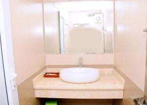 bagno con lavandino e specchio di Sunflower Hotel a Ninh Binh