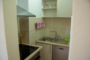 コトルにあるApartman Dijanaのシンクとコンロのある小さなキッチン +25枚の写真